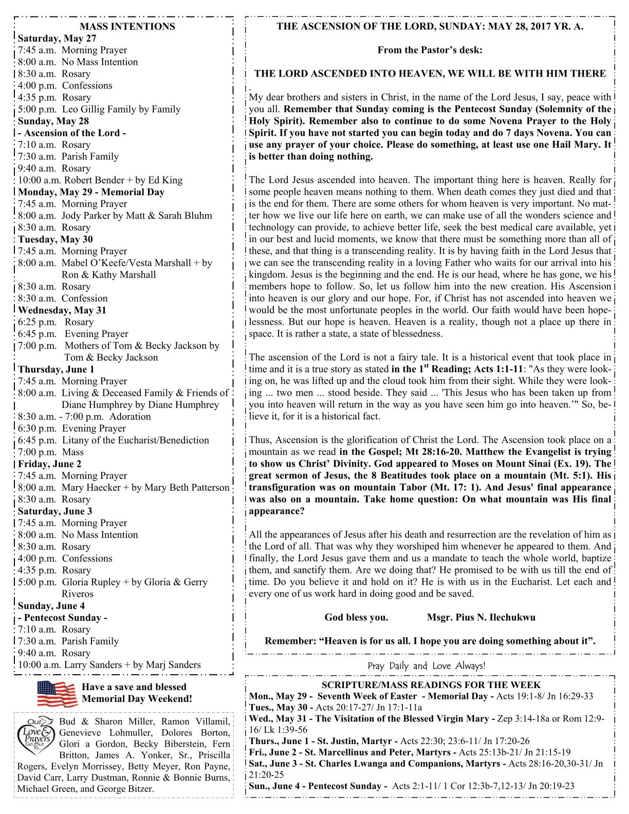 May 28, 2017 - Bulletin - Page 1