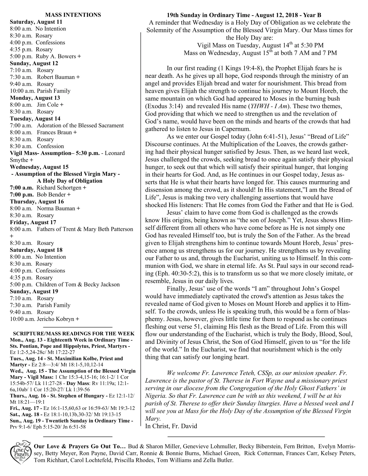 Aug 12, 2018 - Bulletin - Page 2