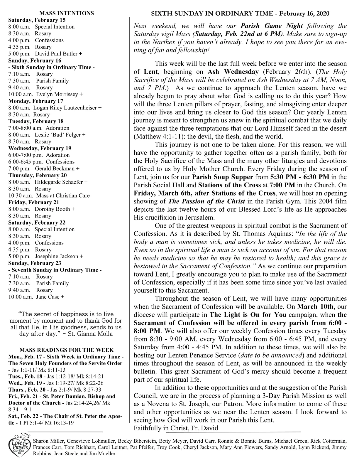 Feb 16, 2020 - Bulletin - Page 2