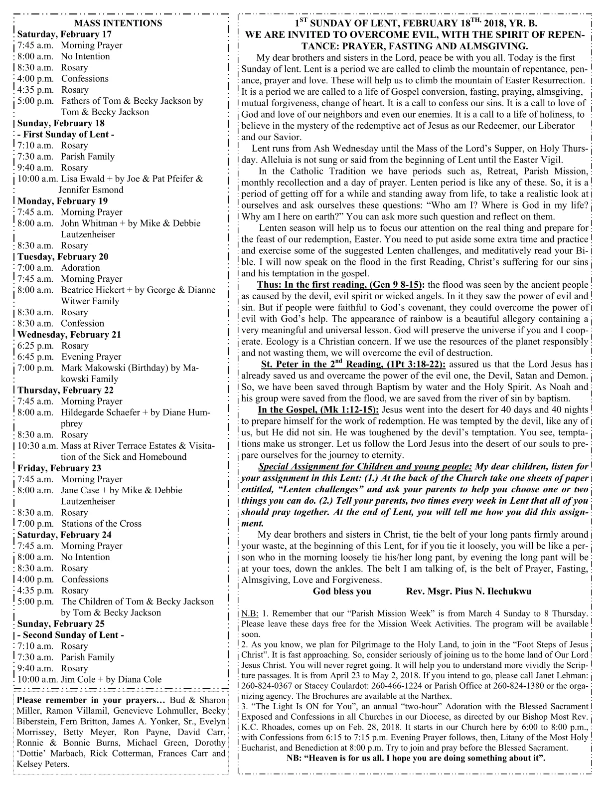 Feb 18, 2018 - Bulletin - Page 2