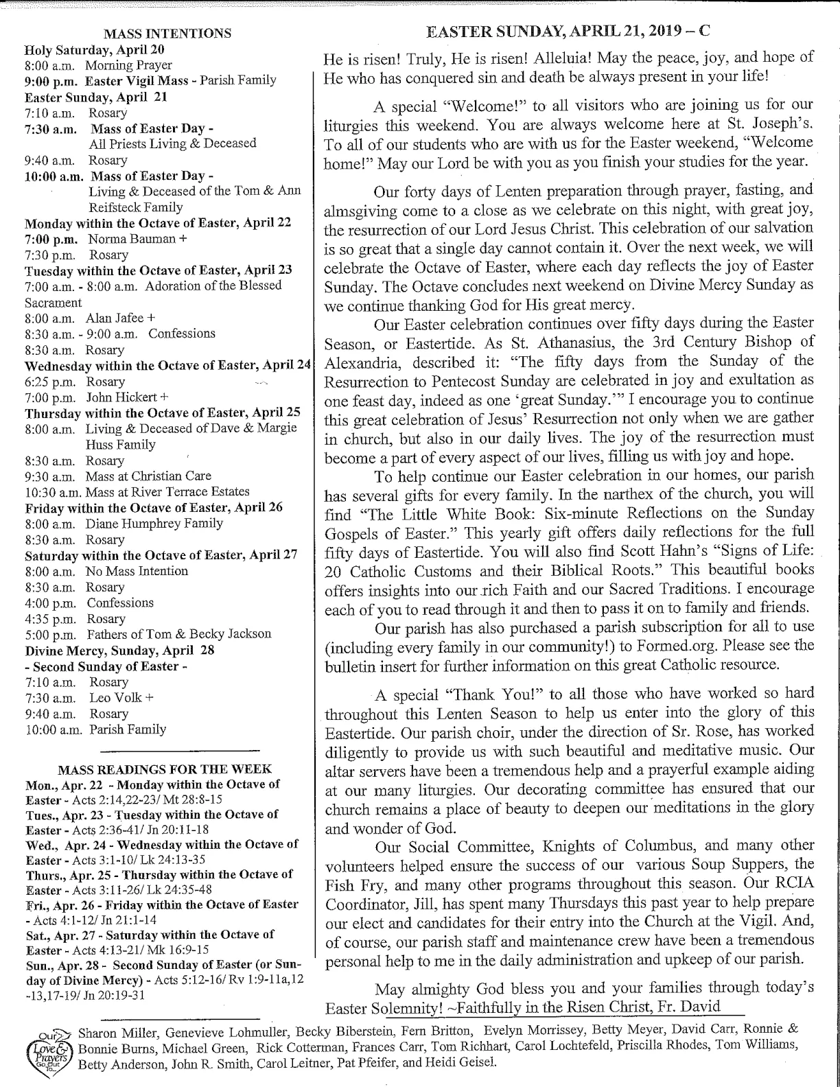 Apr 21, 2019 - Easter Bulletin - Page 2