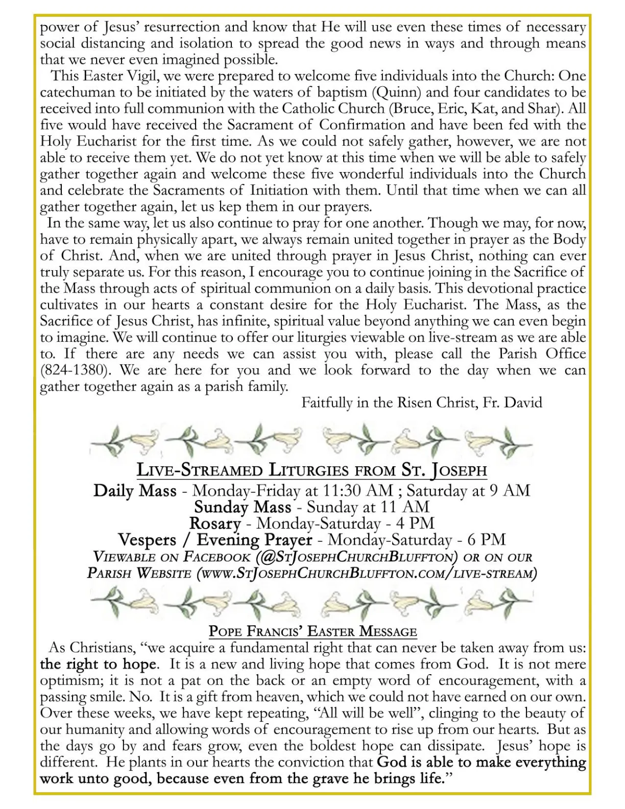 Apr 12, 2020 - Easter Bulletin - Page 2