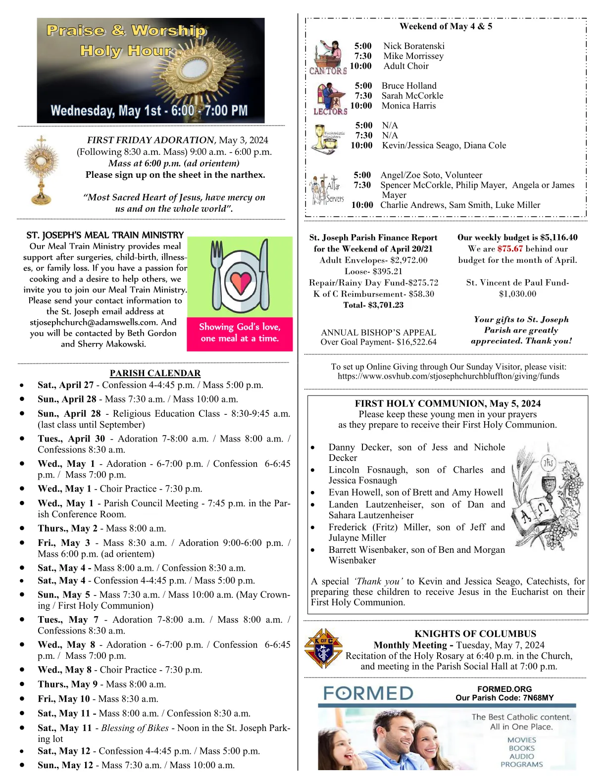 Parish bulletins saint joseph catholic church