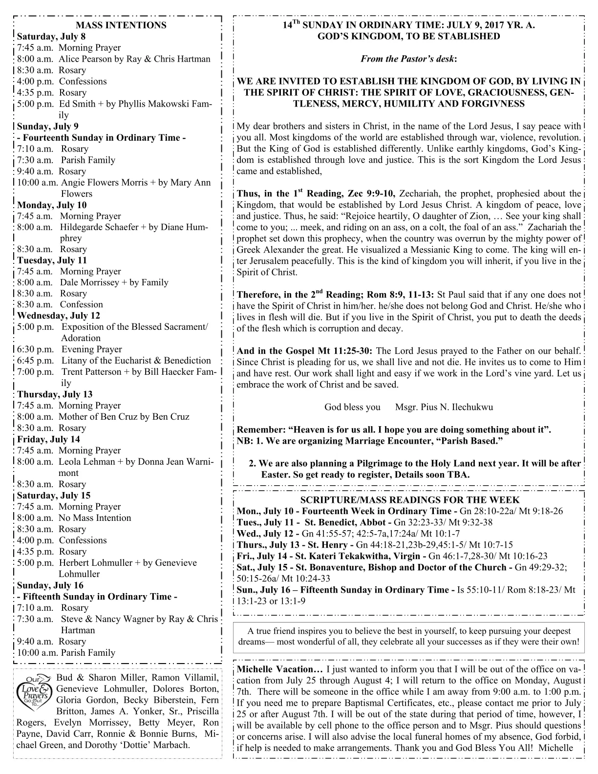 Jul 09, 2017 - Bulletin - Page 1