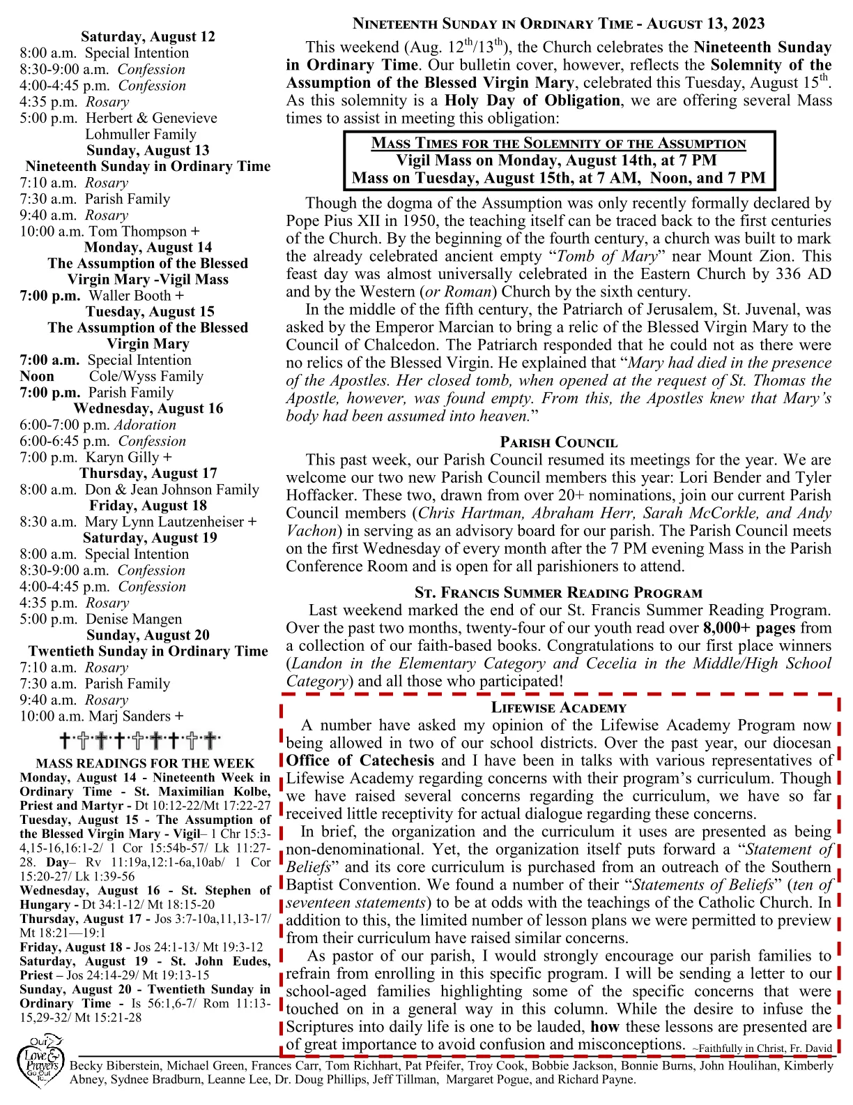 Aug 13, 2023 - Bulletin - Page 2