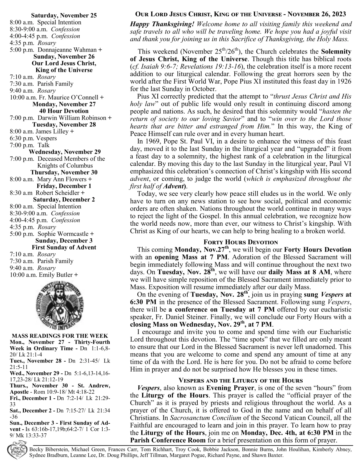 Nov 26, 2023 - Bulletin - Page 2