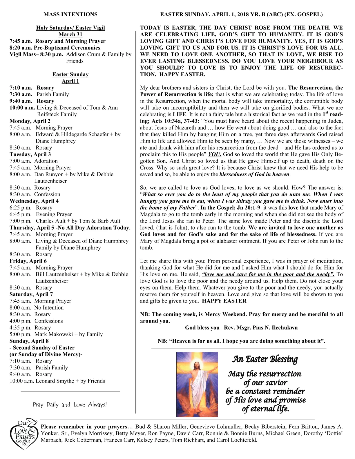 Apr 01, 2018 - Easter Bulletin - Page 2