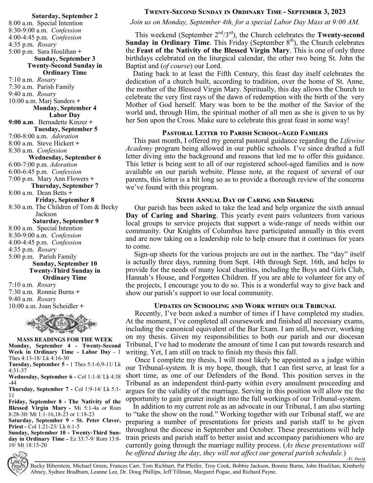 Sep 03, 2023 - Bulletin - Page 2
